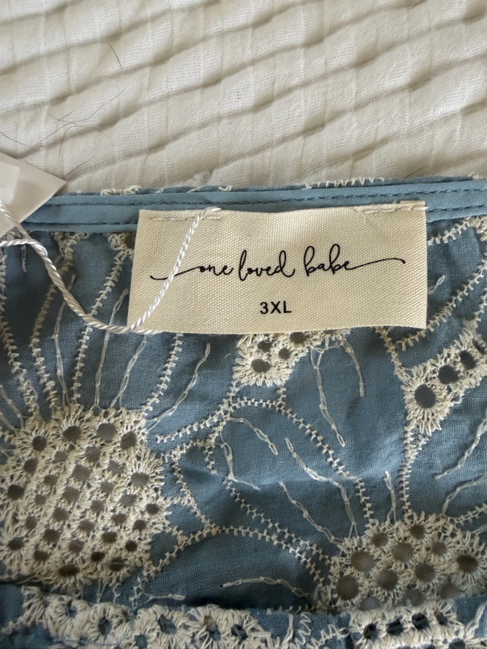 Sleeveless Blue Floral Eyelet Set by One Loved Babe - Picture 3 of 8